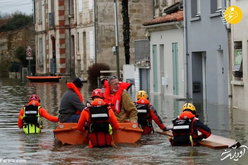 جاری شدن سیل در فرانسه + تصاویر
